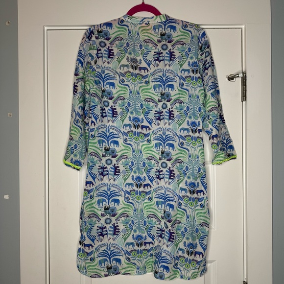 Nimo With Love Cotton Print Kaftan Midi Dress with Tassel - Picture 7 of 10